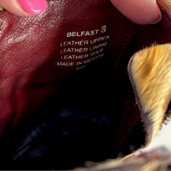 FREEBIRD 🤎 Belfast Distressed Brown All Leather Leopard Calf Hair Ankle Booties - Picture 11 of 16